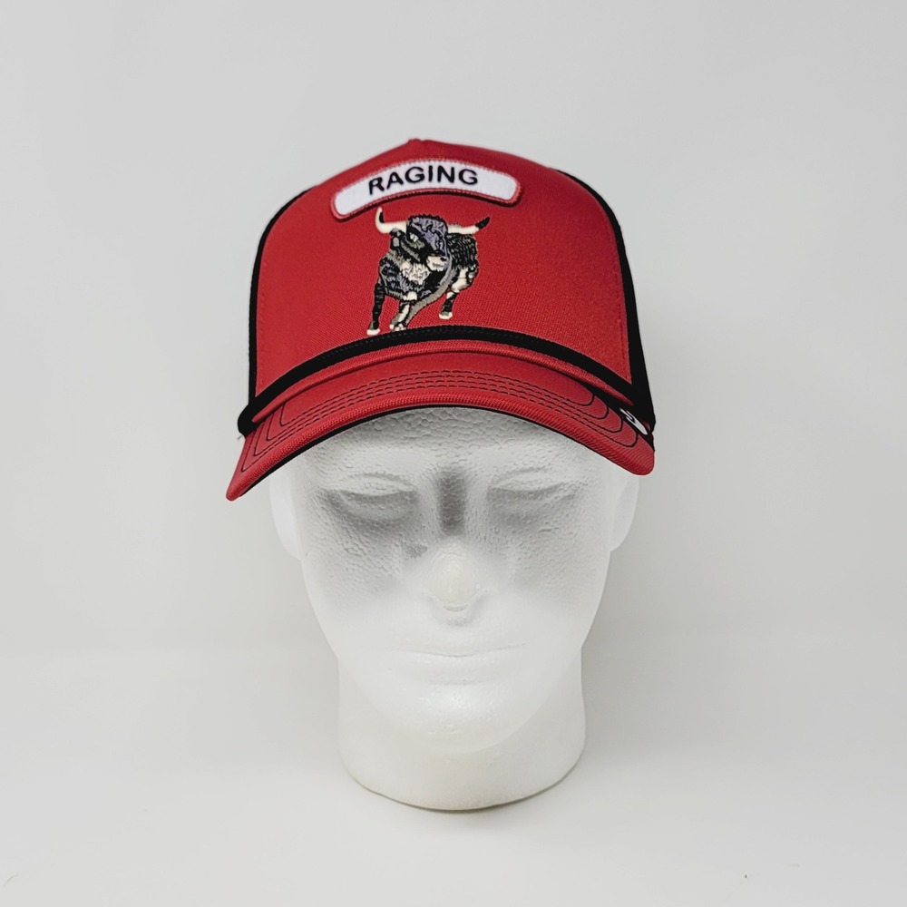 Goorin Bros The Farm Raging Bull Trucker Hat Red Snapback Animal Patch Black Cap